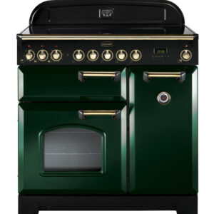 Rangemaster Classic Deluxe 90 Ceramic Racing Green with Brass trim