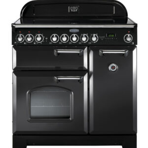 Rangemaster Classic Deluxe 90 Ceramic Charcoal Black with Chrome trim