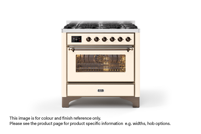 ILVE 100cm Majestic Milano 2 Zone Dual Fuel Antique White Bronze Finish