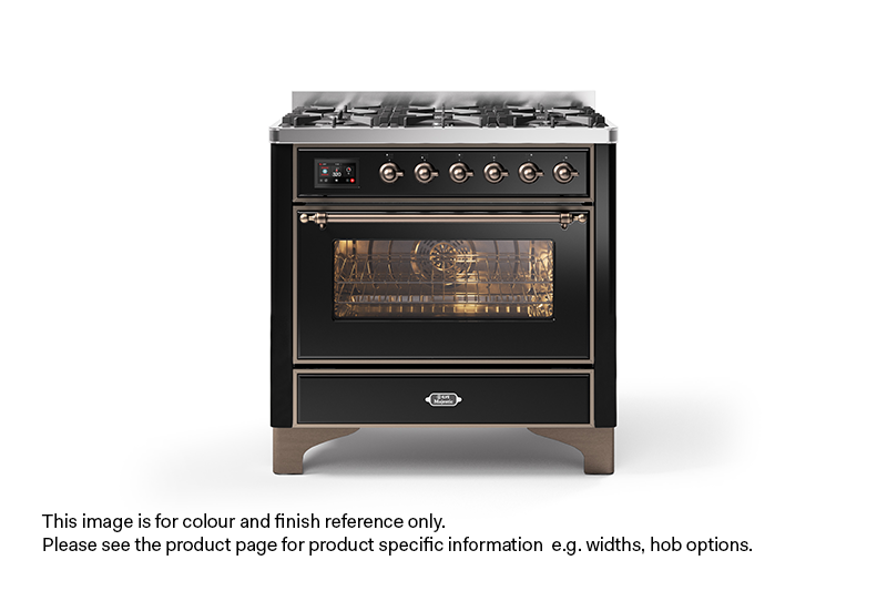 ILVE 100cm Majestic Milano 2 Zone Dual Fuel Gloss Black Bronze Finish ILVE 100cm Majestic Milano 2 Zone Dual Fuel Gloss Black Bronze Finish
