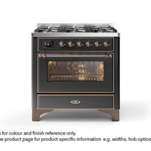 ILVE 100cm Majestic Milano 2 Zone Dual Fuel Matt Graphite Bronze Finish