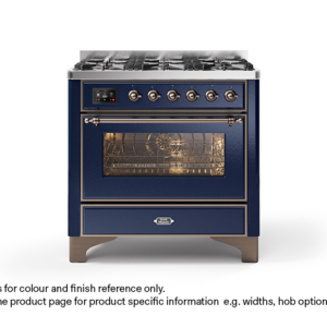ILVE 100cm Majestic Milano 2 Zone Dual Fuel Midnight Blue Bronze Finish