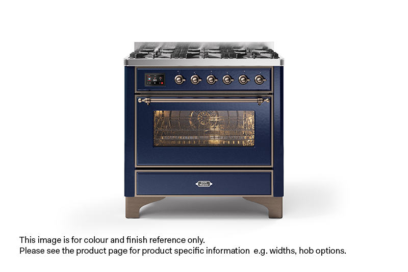 ILVE 100cm Majestic Milano 2 Zone Dual Fuel Midnight Blue Bronze Finish