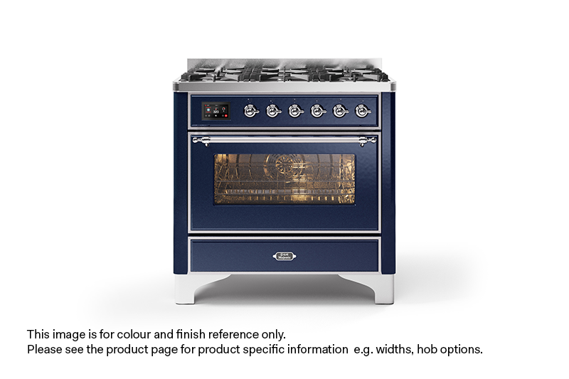ILVE 100cm Majestic Milano 2 Zone Dual Fuel Midnight Blue Chrome Finish ILVE 100cm Majestic Milano 2 Zone Dual Fuel Midnight Blue Chrome Finish