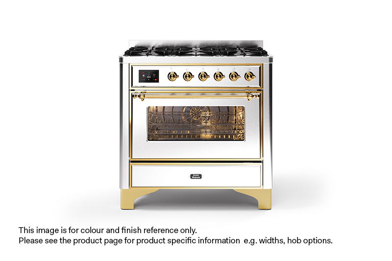 ILVE 100cm Majestic Milano 2 Zone Dual Fuel Stainless Steel Brass Finish ILVE 100cm Majestic Milano 2 Zone Dual Fuel Stainless Steel Brass Finish