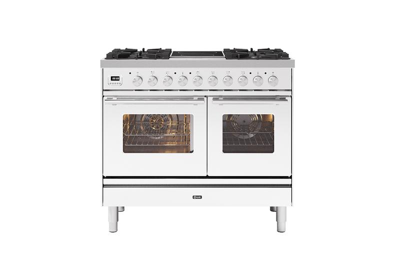 ILVE 100cm Roma 4 Burners with 2 Zone Induction Double Oven Dual Fuel White ILVE 100cm Roma 4 Burners with 2 Zone Induction Double Oven Dual Fuel White
