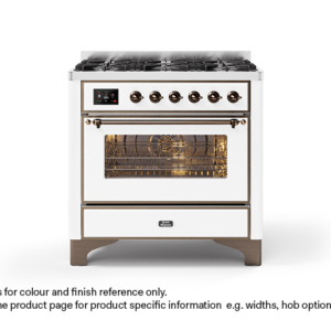 ILVE 100cm Majestic Milano 2 Zone Dual Fuel White Bronze Finish