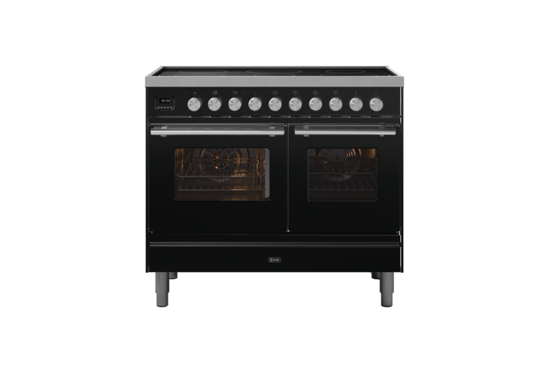 ILVE 100cm Roma Induction Double Oven Electric Range Cooker Gloss Black