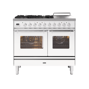 ILVE 100cm Roma Coup De Feu Dual Fuel Range Cooker White