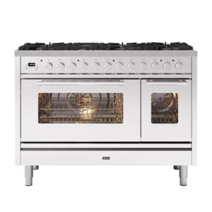 ILVE 120cm Roma 7 Burner Double Oven Dual Fuel Range Cooker Stainless Steel