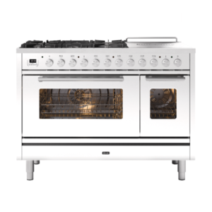 ILVE 120cm Roma Coup De Feu Dual Fuel Range Cooker White