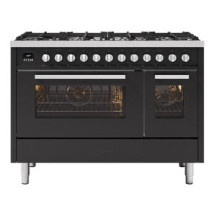 ILVE 120cm Torino Twin Oven Dual Fuel Range Cooker Black