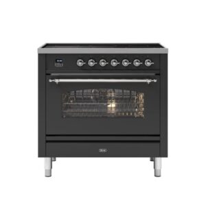 90cm Milano Induction Single Oven Electric Range Cooker Matt Graphite Chrome Finish