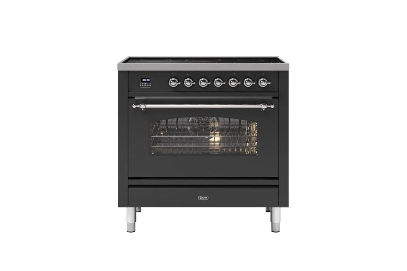 90cm Milano Induction Single Oven Electric Range Cooker Matt Graphite Chrome Finish 90cm Milano Induction Single Oven Electric Range Cooker Matt Graphite Chrome Finish