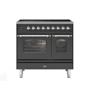 ILVE 90cm Milano Induction Double Oven Range Cooker Matt Graphite Chrome Finish