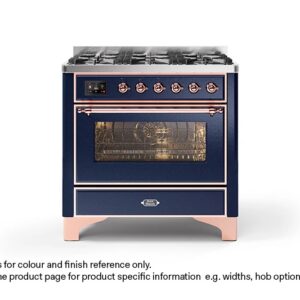 ILVE 90cm Majestic Milano 6 Burner Single Oven Dual Fuel Range Cooker Midnight Blue Copper Finish