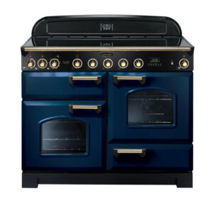 Rangemaster Classic Deluxe 110 Induction Regal Blue with Brass trim