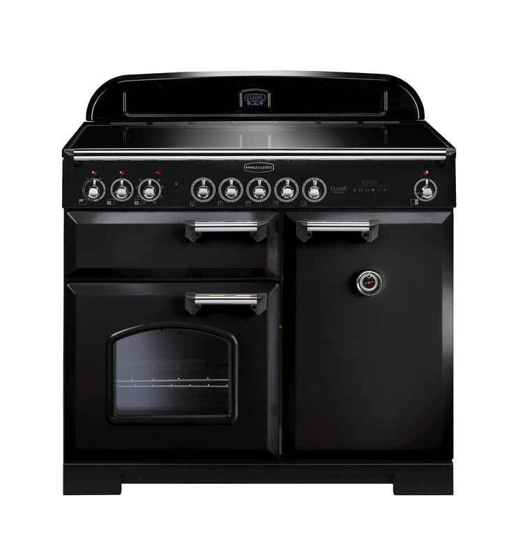 Rangemaster Classic Deluxe 100 Induction Black with Chrome trim