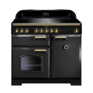 Rangemaster Classic Deluxe 100 Induction Charcoal Black with Brass trim