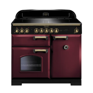 Rangemaster Classic Deluxe 100 Induction Cranberry with Brass trim