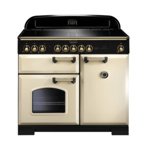 Rangemaster Classic Deluxe 100 Induction Cream with Brass trim