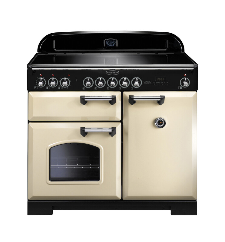 Rangemaster Classic Deluxe 100 Induction Cream with Chrome trim