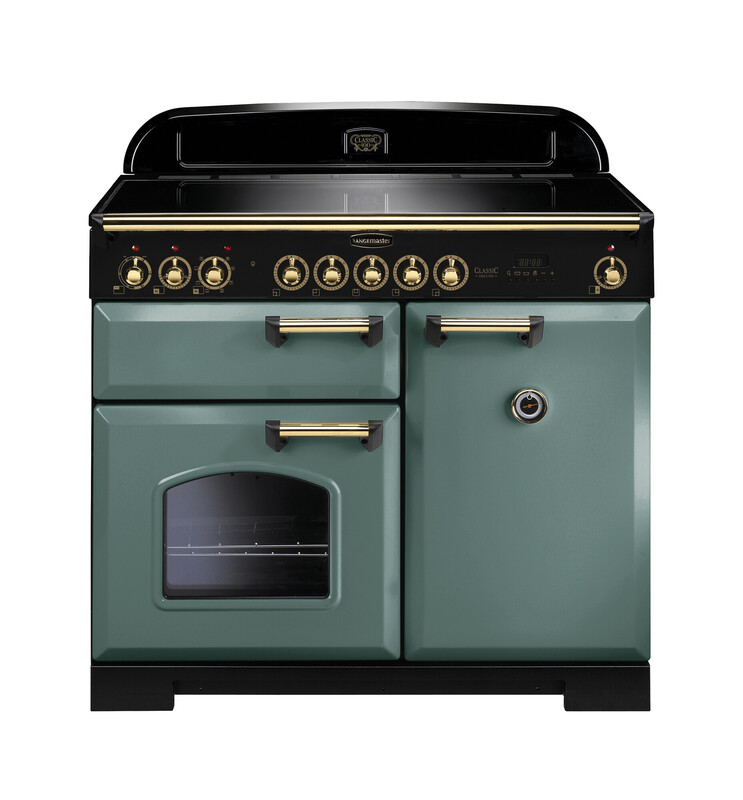 Rangemaster Classic Deluxe 100 Induction Mineral Green with Brass trim