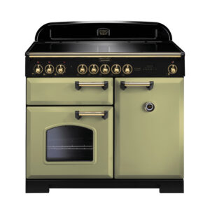 Rangemaster Classic Deluxe 100 Induction Olive Green with Brass trim