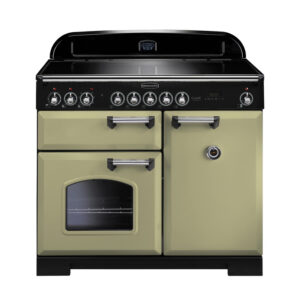 Rangemaster Classic Deluxe 100 Induction Olive Green with Chrome trim
