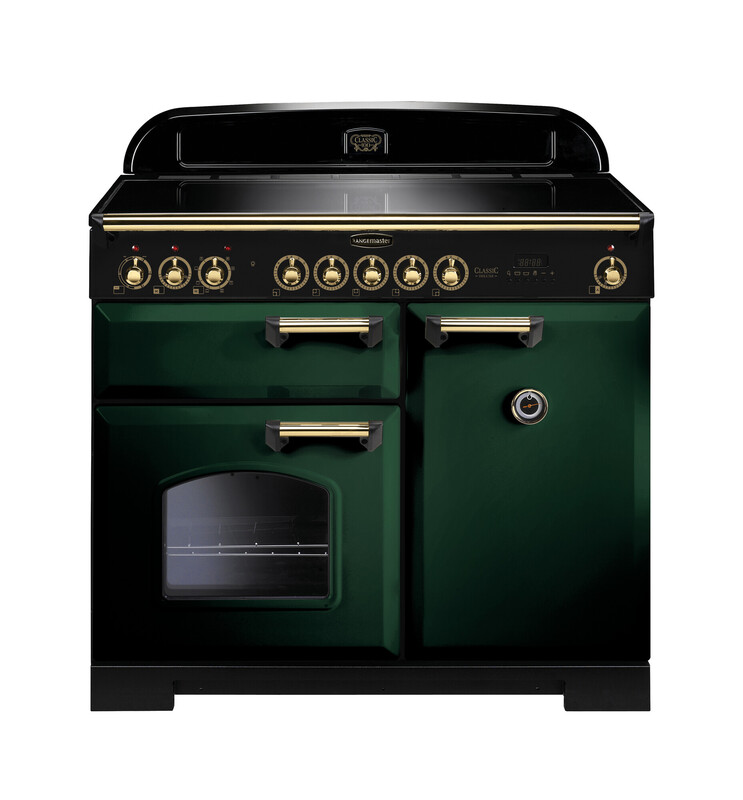 Rangemaster Classic Deluxe 100 Induction Racing Green with Brass trim