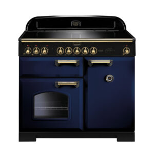 Rangemaster Classic Deluxe 100 Induction Regal Blue with Brass trim