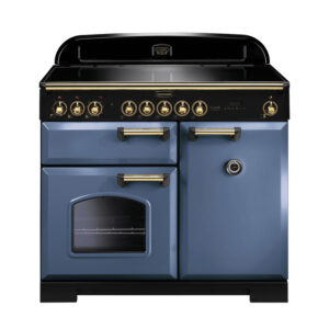 Rangemaster Classic Deluxe 100 Induction Stone Blue with Brass trim