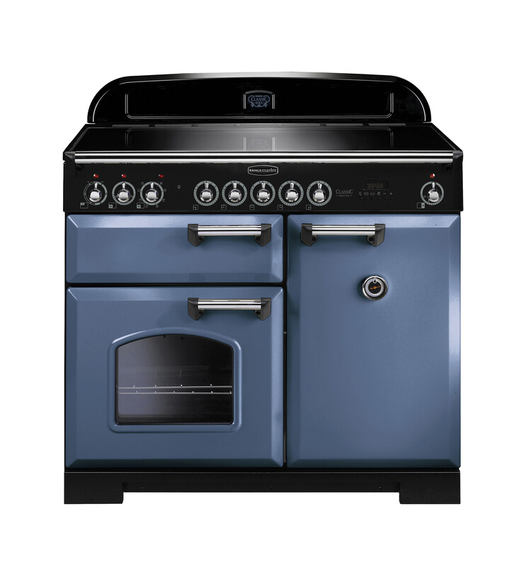 Rangemaster Classic Deluxe 100 Induction Stone Blue with Chrome trim Rangemaster Classic Deluxe 100 Induction Stone Blue with Chrome trim