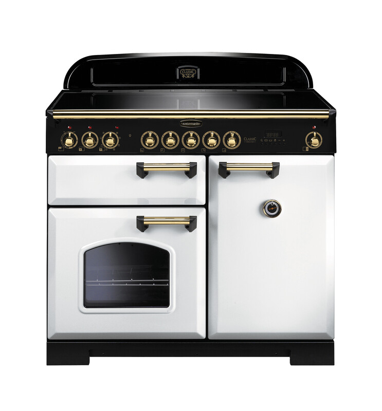Rangemaster Classic Deluxe 100 Induction White with Brass trim Rangemaster Classic Deluxe 100 Induction White with Brass trim