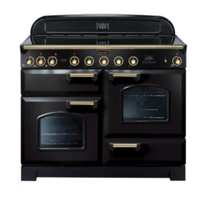 Rangemaster Classic Deluxe 110 Induction Black with Brass trim