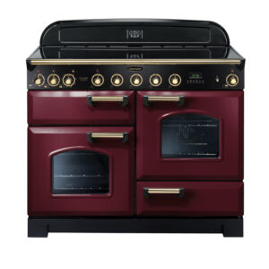 Rangemaster Classic Deluxe 110 Induction Cranberry with Brass trim