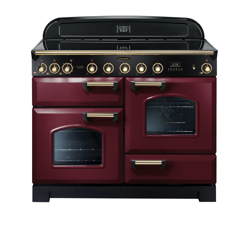 Rangemaster Classic Deluxe 110 Induction Cranberry with Brass trim Rangemaster Classic Deluxe 110 Induction Cranberry with Brass trim
