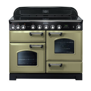 Rangemaster Classic Deluxe 110 Induction Olive Green with Chrome trim