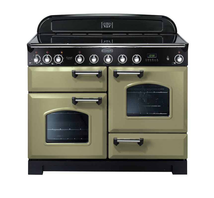 Rangemaster Classic Deluxe 110 Induction Olive Green with Chrome trim Rangemaster Classic Deluxe 110 Induction Olive Green with Chrome trim
