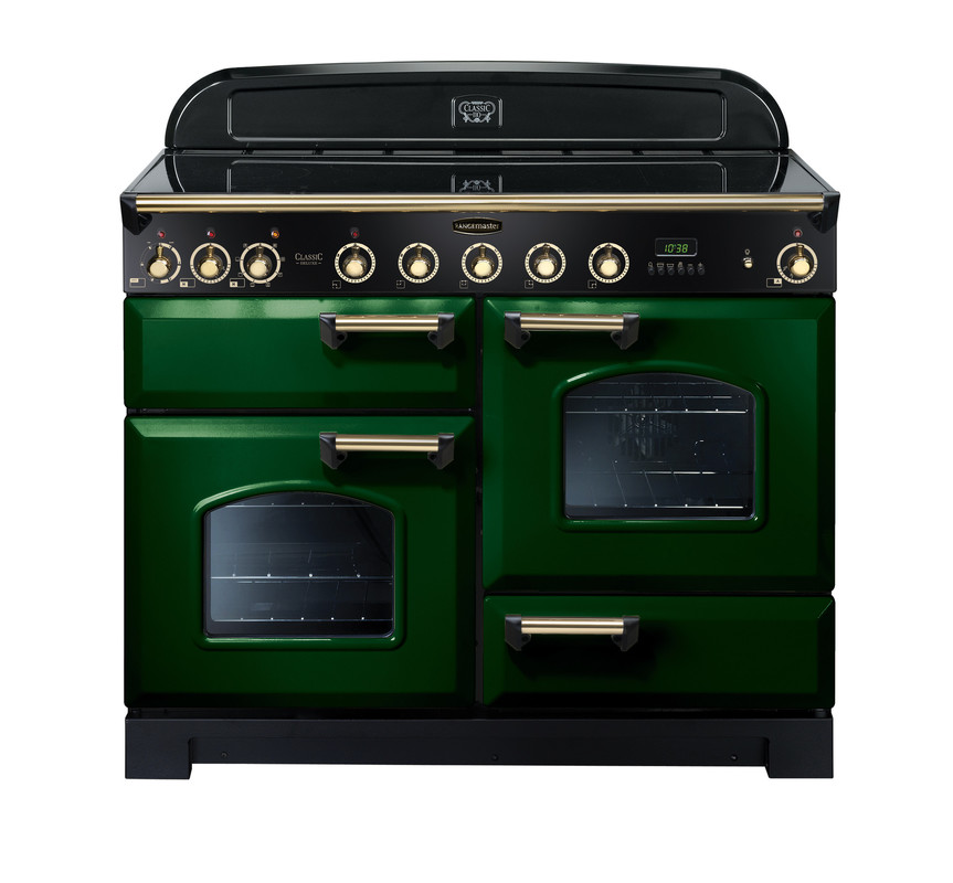 Rangemaster Classic Deluxe 110 Induction Racing Green with Brass Trim