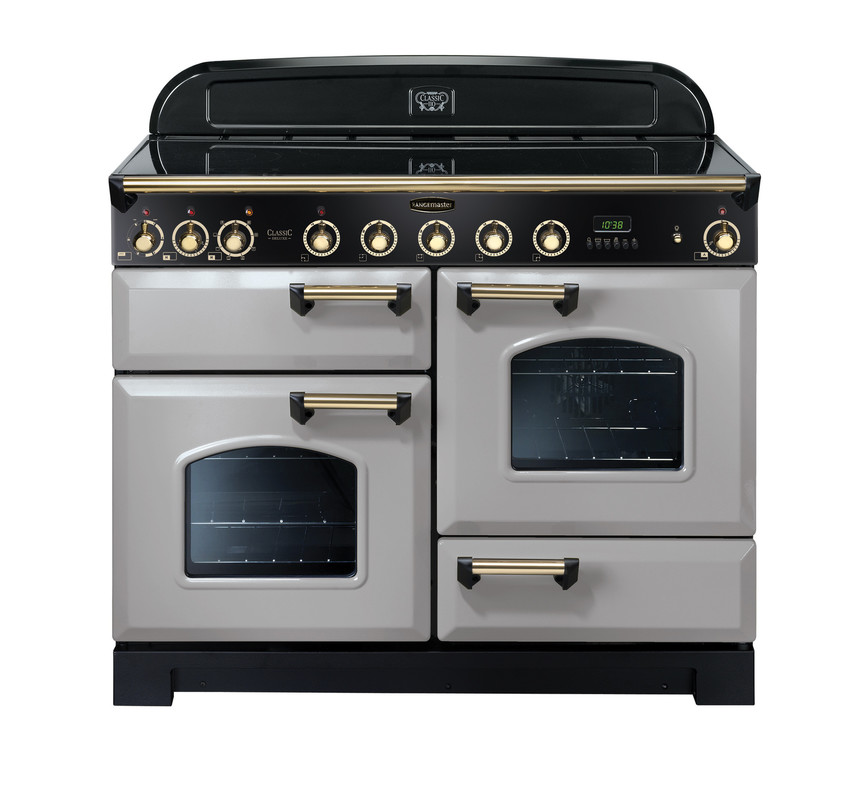 Rangemaster Classic Deluxe 110 Induction Royal Pearl with Brass trim
