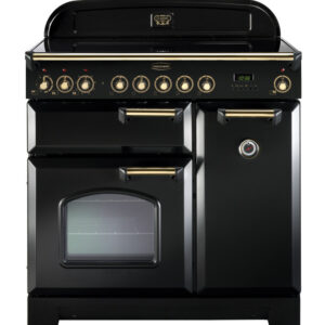 Rangemaster Classic Deluxe 90 Induction Black with Brass trim