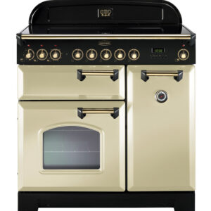 Rangemaster Classic Deluxe 90 Induction Cream with Brass trim