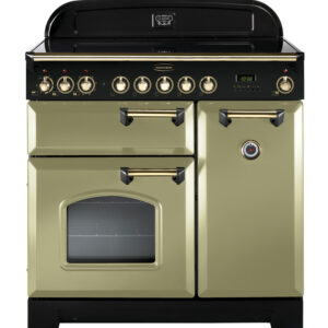 Rangemaster Classic Deluxe 90 Induction Olive Green with Brass trim