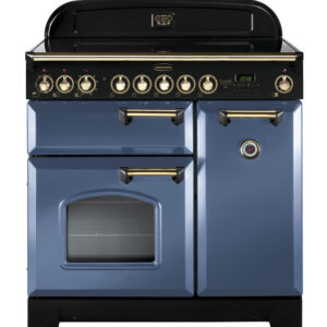 Rangemaster Classic Deluxe 90 Induction Stone Blue with Brass trim