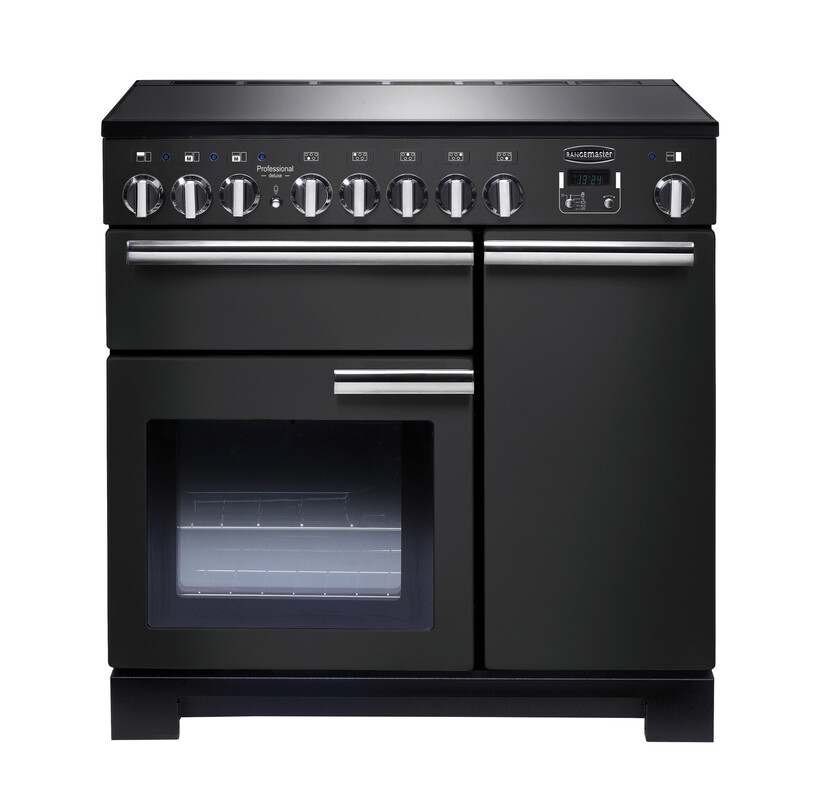 Rangemaster Professional Deluxe 90 Induction Charcoal Black with Chrome trim Rangemaster Professional Deluxe 90 Induction Charcoal Black with Chrome trim