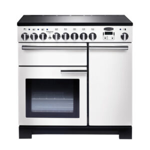 Rangemaster Professional Deluxe 90 Induction White with Chrome trim