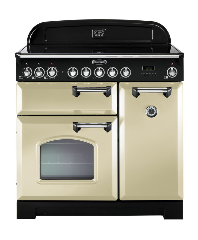 Rangemaster Classic Deluxe 90 Induction Cream with Chrome trim