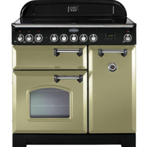 Rangemaster Classic Deluxe 90 Induction Olive Green with Chrome trim