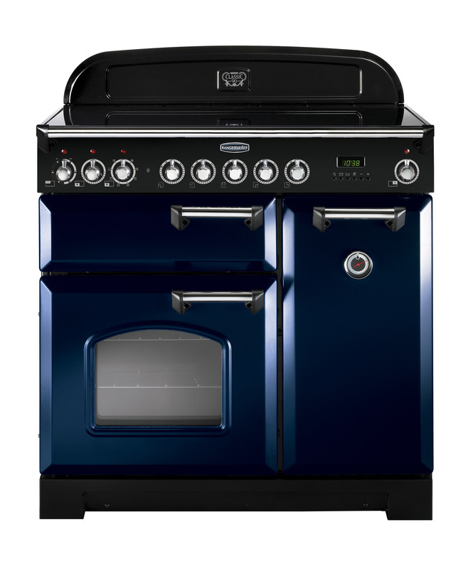 Rangemaster Classic Deluxe 90 Induction Regal Blue with Chrome trim